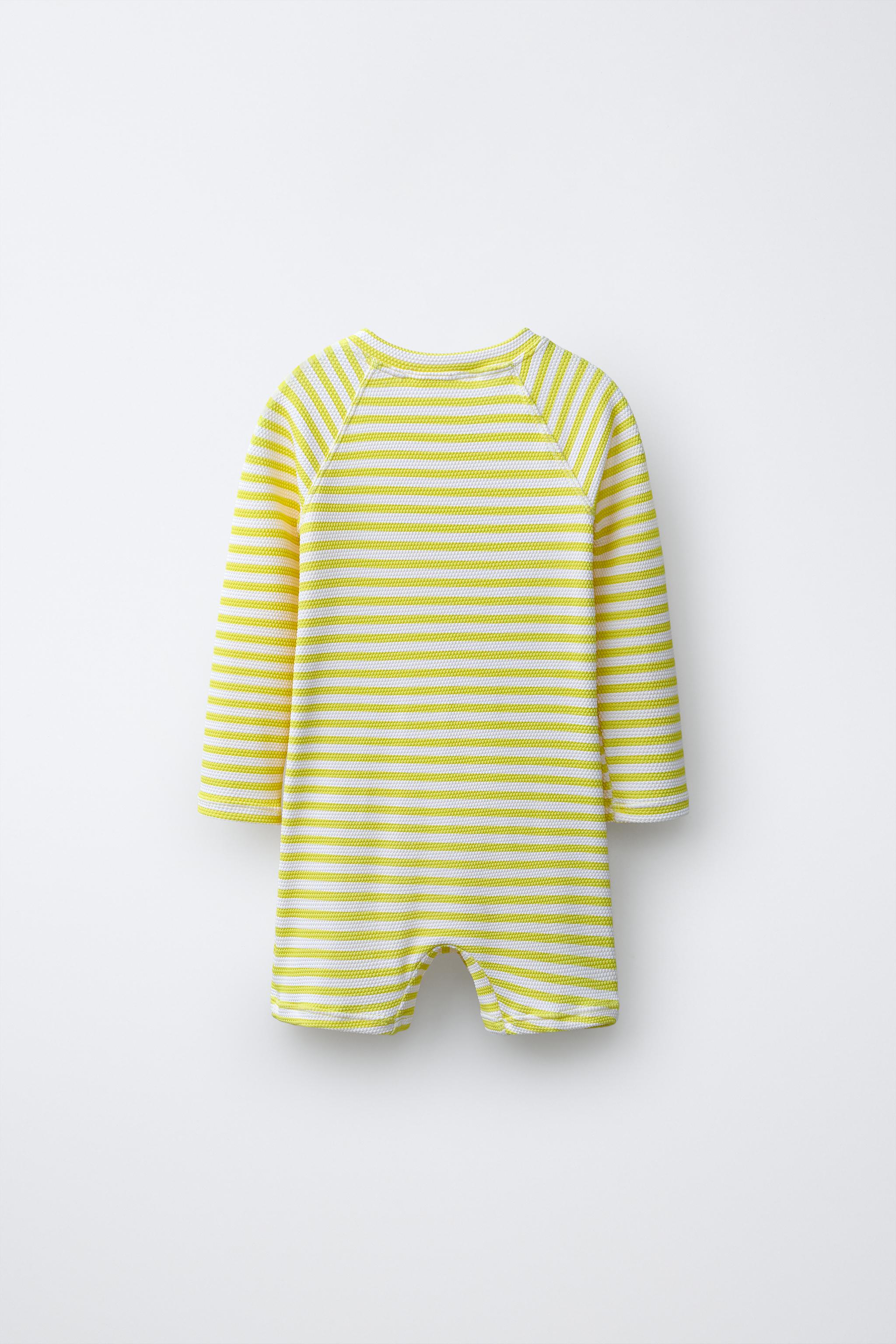 1-6 YEARS/ STRIPED TEXTURED SWIMSUIT